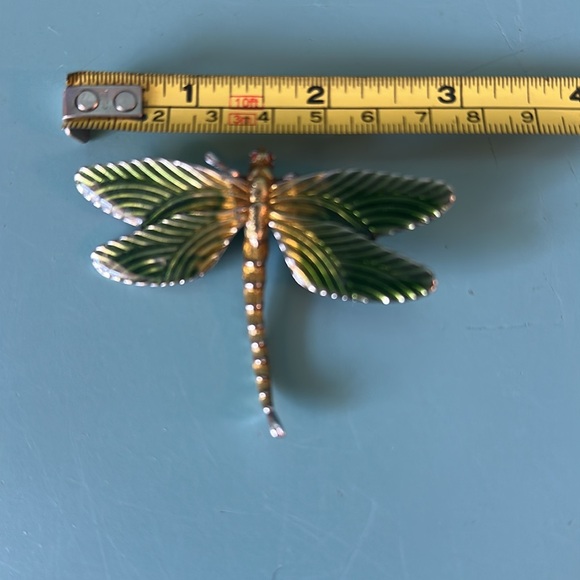 Vintage Erwin Pearl Green and Gold Dragonfly Brooch - Picture 5 of 6